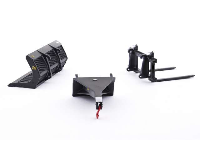 AT-Collections | Eurosteel Diorama items | AT3200121 | 1/32 | Eurosteel wheelloader attachment set (fully licensed). Fits perfectly on the Volvo L60H wheel loader. | 